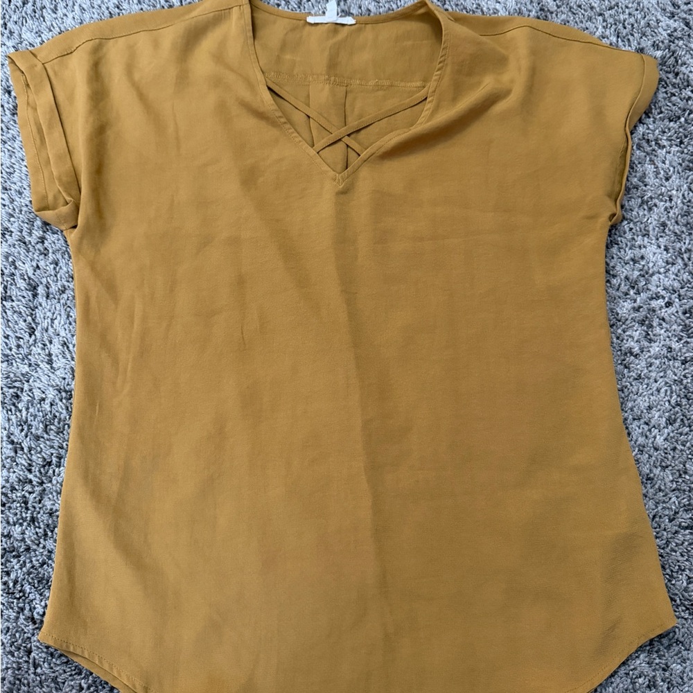 Maurices Mustard Short Sleeve Top